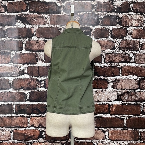 Inked & Faded Moto Vest Army Green Zip Size Small - Picture 11 of 13